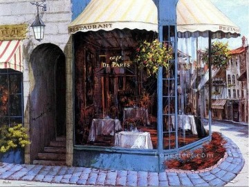 YXJ0430e impressionist street scene shop Oil Paintings